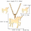 Gold Steel Unicorn Necklace & Earrings Set