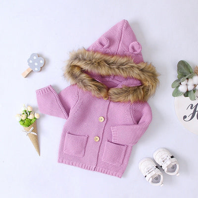 Cute Ears Hooded Knitted Coat