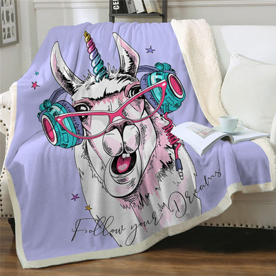 Unicorn & llama Fleece Blanket