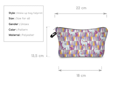 Unicorn Geometric Pattern Cosmetic Bag