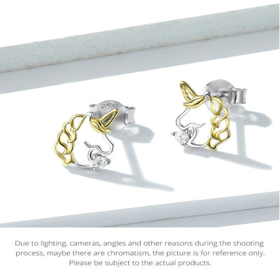 Gold/Silver Color Unicorn Earrings
