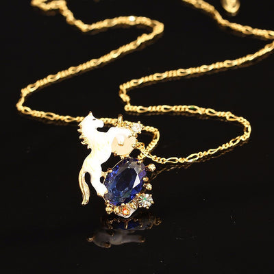 Lustrous Unicorn Midnight Crystal Earrings/Ring/ Necklace