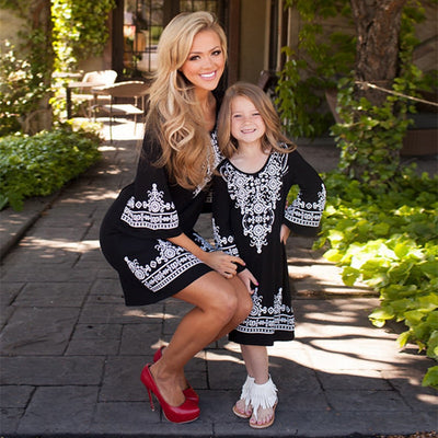 Geometric Mother and Daughter Dress