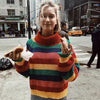 Rainbow Knitted Turtleneck Sweater