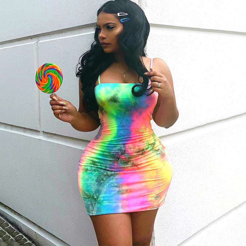 Tie Dye Spaghetti Strap Dress