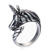 Unicorn Head Titanium Ring