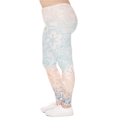 Plus Size Mandala Mint Printed Leggings