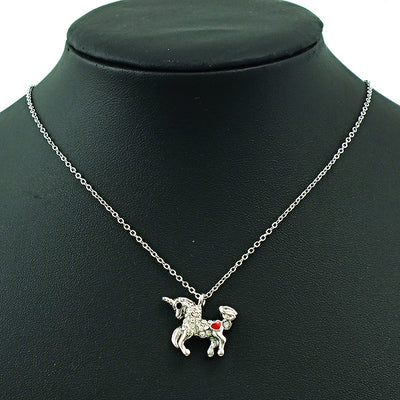 Unicorn Crystal Rhinestone Pendant Necklace