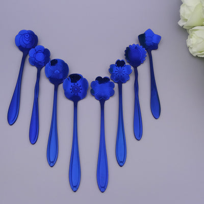 Black Gold Blue Rainbow Flower Style Stainless Steel Spoon Set - Well Pick Review