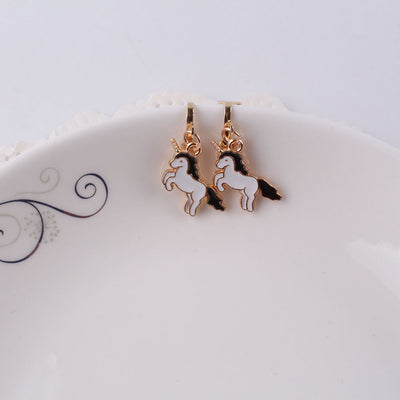 Unicorn Enamel Clip Earrings