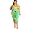 Plus Size Tie-Dye Printed Clothing Set