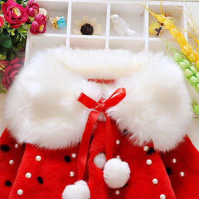 Girls Beadings Faux Fur Coat