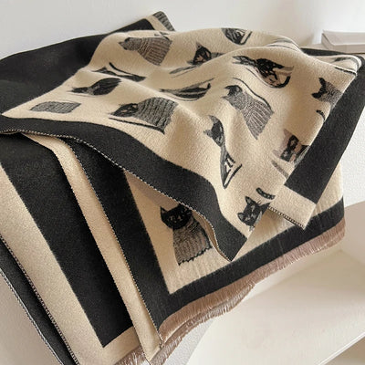 Bi-tone Cat Pattern Scarf