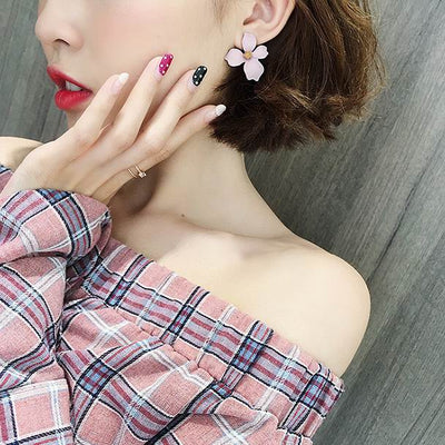 Paint Big Flower Stud Earrings