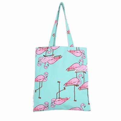 Mint Flamingos Print Tote Bag