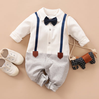 Classic Bow Tie Suit Baby Rompers