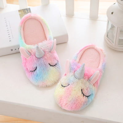 Multicolor Unicorn Soft Slippers