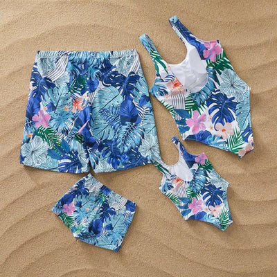 Leaf Print Family Matching Swimsuit