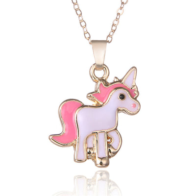 Free - Pink Unicorn Necklace Earrings Set