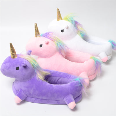 Pink/Purple Unicorn Plush Slippers