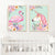 Floral Unicorn Flamingo Wall Art