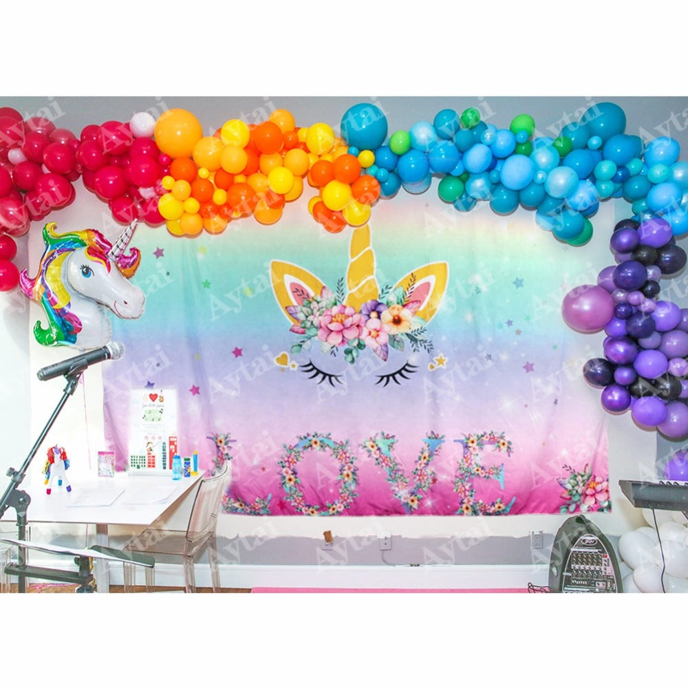 Unicorn Themed Birthday Party Decorations Backdrop Rainbow Unicorn Hap –  dreamybackdrop