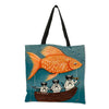 Colorful Cat Painting Linen Tote Bag