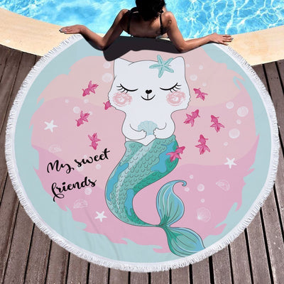 Mermaid Princess Round Blanket