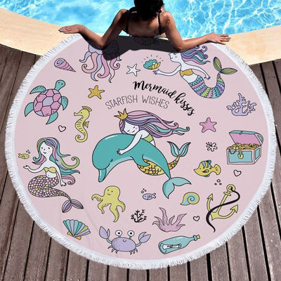 Mermaid Princess Round Blanket