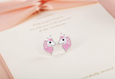 Pink Glitter Unicorn Earrings