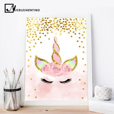 Pink Unicorn Canvas Wall Art