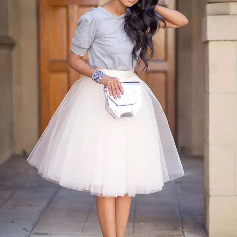 Knee length shop tulle midi skirt