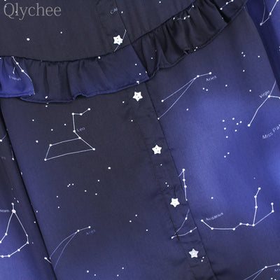 Galaxy Unicorn Collar Chiffon Starry Space Shirt