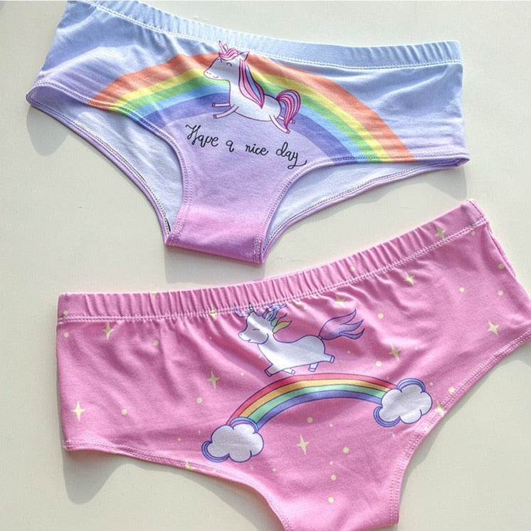 Rainbow Panties With Sparkly Unicorn High Waist Lingerie 3 Color