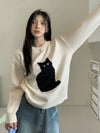 Cartoon Cat Knit Sweatshirt