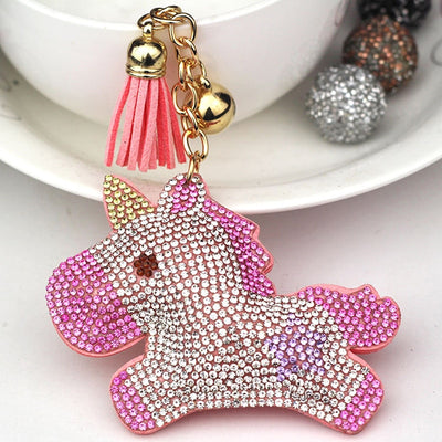 Glitter Pompom Unicorn Key Chain