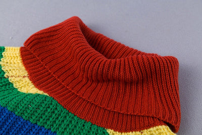 Rainbow Knitted Turtleneck Sweater