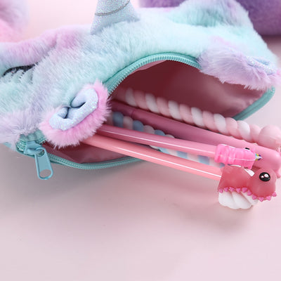 Rainbow Fluffy Unicorn Pencil Bag