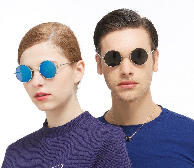 Small Round Metal Polarized Sunglasses for Women Retro Designer