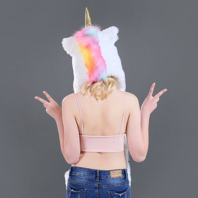 Unicorn Faux Fur Hood Hat