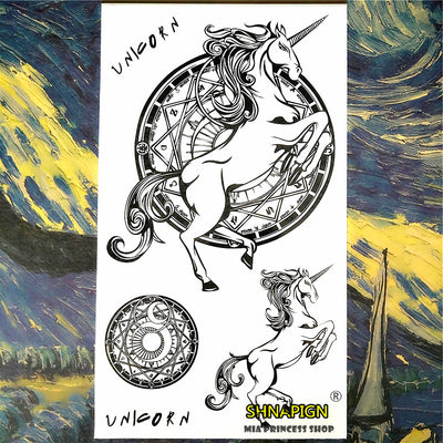 Black Unicorn Tattoo Sticker - Well Pick Review