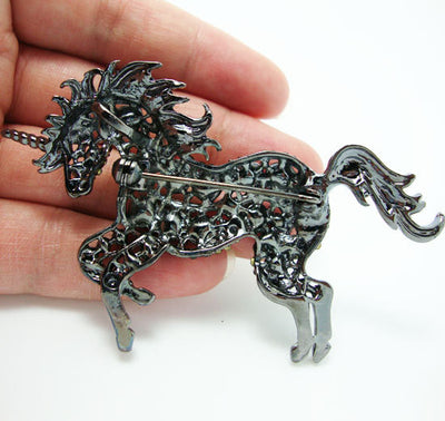 Elegant Black Unicorn Crystal Brooch Pin - Well Pick Review