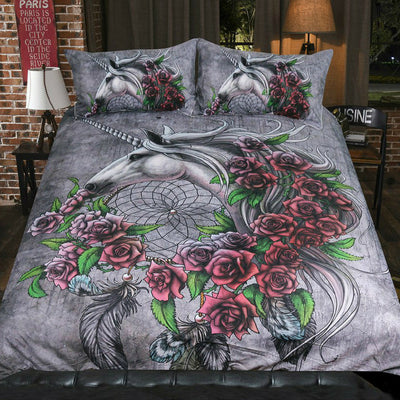 Unicorn Rose Gray Bedding Set