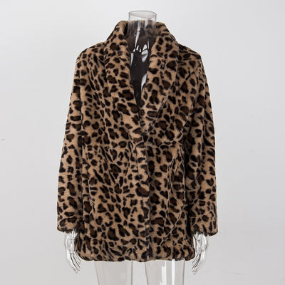Leopard Print Luxury Faux Fur Coat