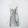 V-Neck Silver Sequined Dress