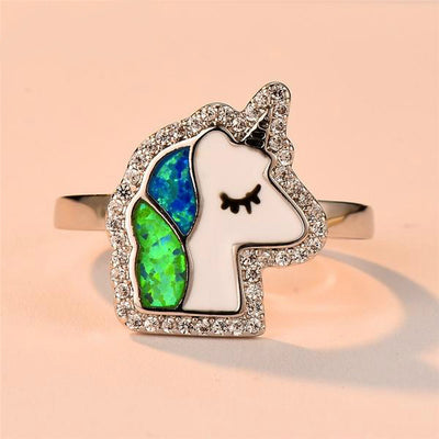 Opal Unicorn Head Ring