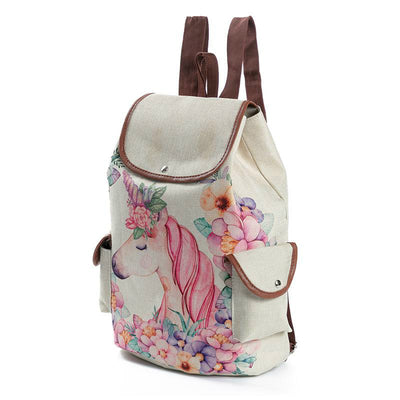 Floral Unicorn Linen Backpack