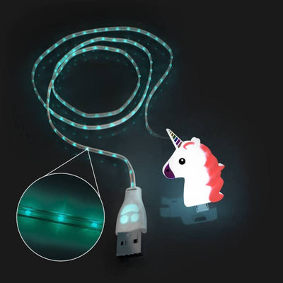 Glowing Rainbow Unicorn USB Charging Cable