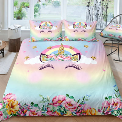 Princess Unicorn Eyelashes Bedding Set