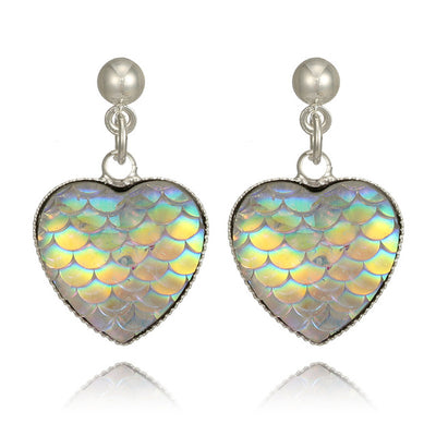 Hologram Mermaid Heart Earrings
